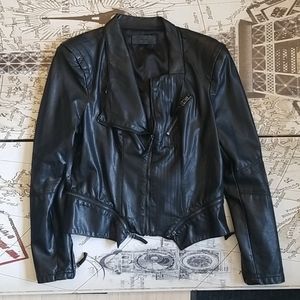 Blanc NYC Black Faux Leather Moto Jacket -…